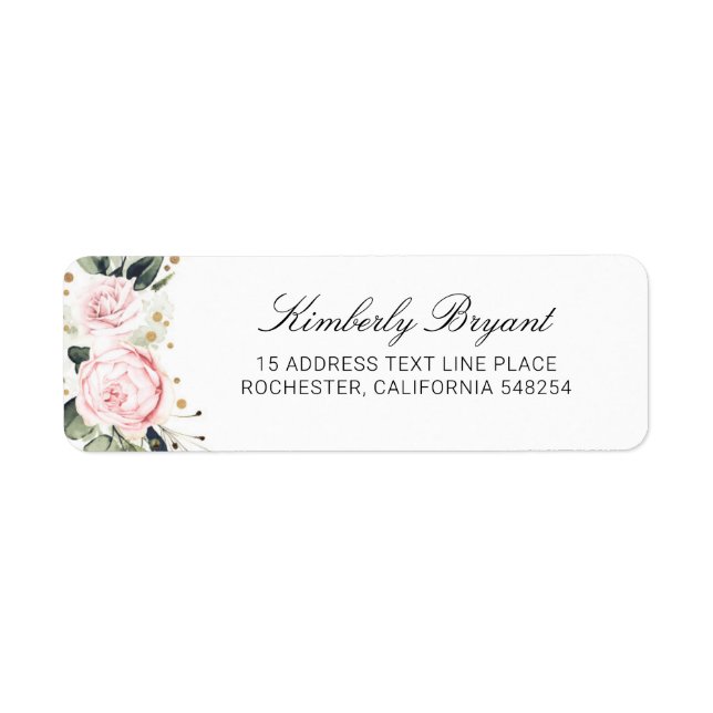 Blush Pink Watercolor Flowers Elegant (Front)