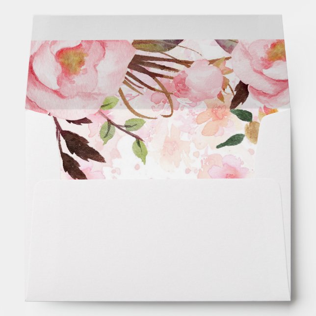 Blush Pink Watercolor Flowers Envelope (Back (Bottom))