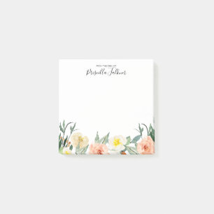 Blush Pink Watercolor Flowers From The Desk Of Post-it Notes