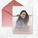 Blush Pink Watercolor Girly Sweet 16 Rose Gold<br><div class="desc">This feminine sweet 16 invitation features a pretty background photo template,  a blush pink watercolor fade overlay and rose gold raised foil details. It is the perfect invitation to celebrate a sweet girl who is girly and feminine.</div>