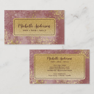 Blush Pink Watercolor Gold Foil Business Card