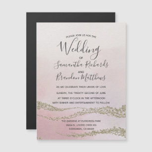 Blush Pink Watercolor Gold Foil Wedding Invitation