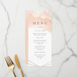 Blush Pink Watercolor & Gold Geometric Frame Menu
