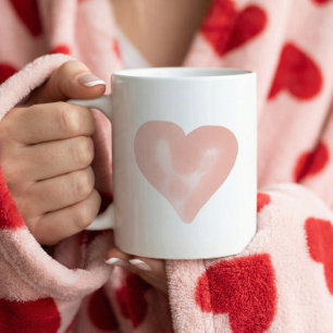 Blush Pink Watercolor Heart Love Coffee Mug