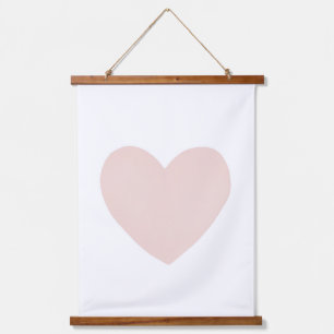 Blush Pink Watercolor Heart Nursery Decor Poster Hanging Tapestry