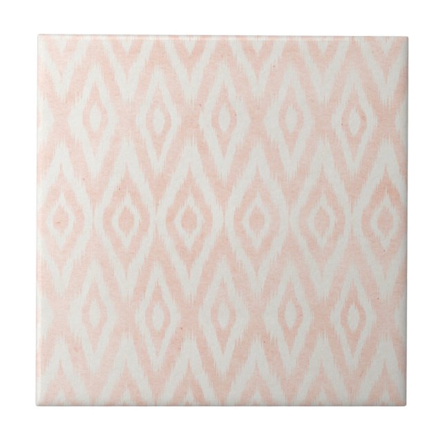 Blush Pink Watercolor Ikat Geometric Painted Print Tile (Front)