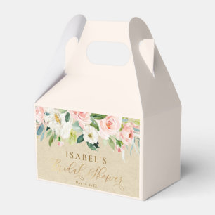 Blush Pink Watercolor & Kraft Rustic Bridal Shower Favor Box