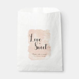Blush Pink Watercolor Love Is Sweet Wedding Candy Favour Bag
