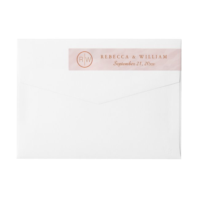 Blush Pink Watercolor Monogram Wedding Set Wrap Around Label (Back)