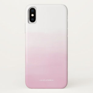 Blush Pink Watercolor Ombre Personalized iPhone X Case