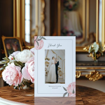 Blush Pink Watercolor Peony Thank You Card