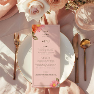 Blush Pink Watercolor Poppy Wedding Menu