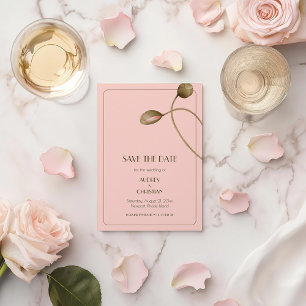 Blush Pink Watercolor Poppy Wedding  Save The Date