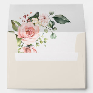 Blush Pink Watercolor Romantic Floral Wedding Envelope