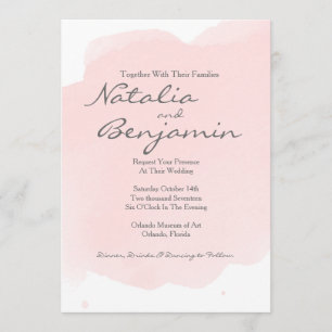 Blush Pink Watercolor Romantic Wedding Invitation