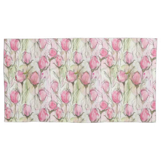 Blush Pink Watercolor Rosebuds Pillowcase