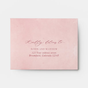 Blush Pink Watercolor RSVP w/ Return Address Crest Envelope