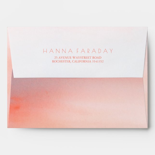Blush Pink Watercolor Soft Modern Wedding Envelope (Back (Top Flap))