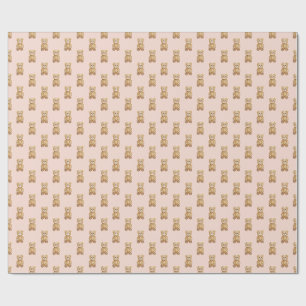 Blush Pink Watercolor Teddy Bear Girl Baby Shower Wrapping Paper