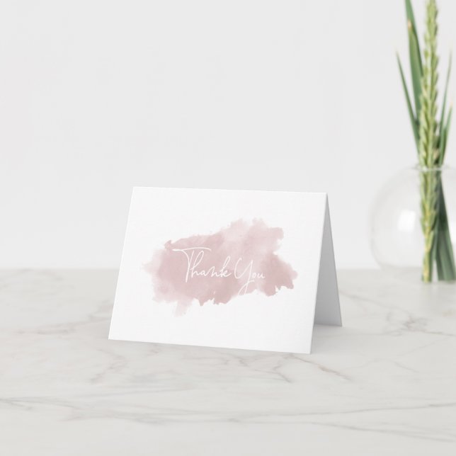 Blush Pink Watercolor Thank You Note Card (Front)