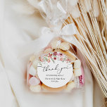 Blush Pink Watercolor Thank You Wedding Favours  Classic Round Sticker<br><div class="desc">Designed to co-ordinate with our Pressed Floral Pink Wedding collection,  this customisable Sticker features ditsy watercolor florals with delicate greenery vines,  paired with a modern script font. Perfect for any season. To make advance changes,  select Personalize -> Edit using Design tool.</div>