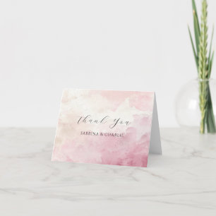 Blush Pink Watercolor Wash Elegant Thank You Card