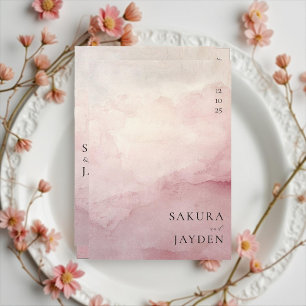 Blush Pink Watercolor Wash Minimalist Wedding Invitation