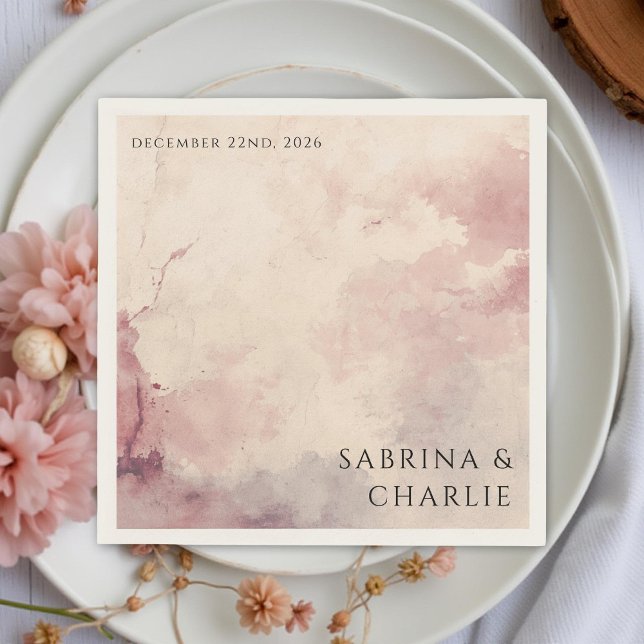 Blush Pink Watercolor Wash Minimalist Wedding Napkin (Creator Uploaded)