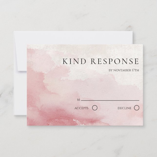 Blush Pink Watercolor Wash QR Code Wedding  RSVP Card (Front)