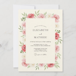 Blush Pink Watercolor Wedding Invitation