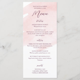 Blush Pink Watercolor Wedding Menu