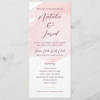 Blush Pink Watercolor Wedding Program