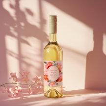 Blush Pink Watercolor Wedding Wine Label Set