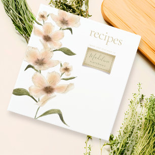 Blush Pink watercolored flowers family recipes Binder