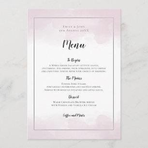 Blush Pink Watercolors Black Script Wedding Menu