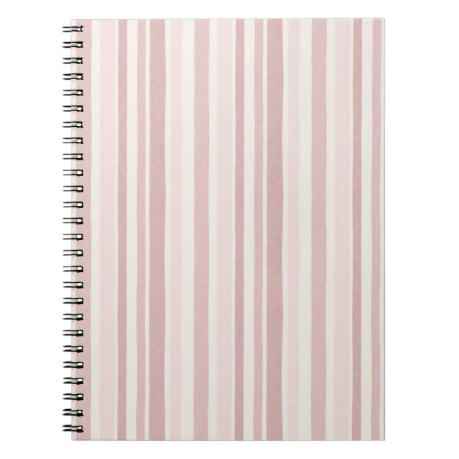 Blush Pink Watercolour Stripes | Modern Boho  Notebook (Front)