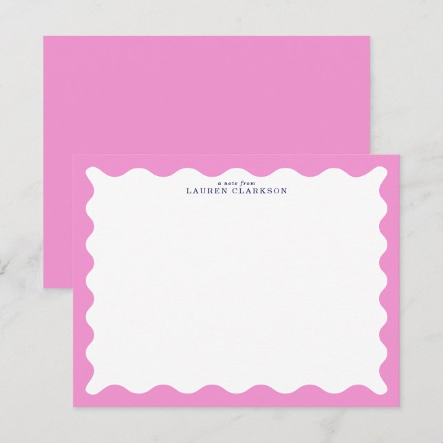Blush Pink Wavy Frame Note Card (Front/Back)