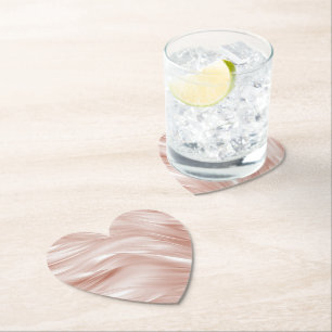 Blush Pink Wavy Streaks Bridal Shower Paper Coaster