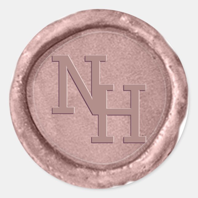 Blush Pink Wax Seal Monogram Initials Sticker (Front)
