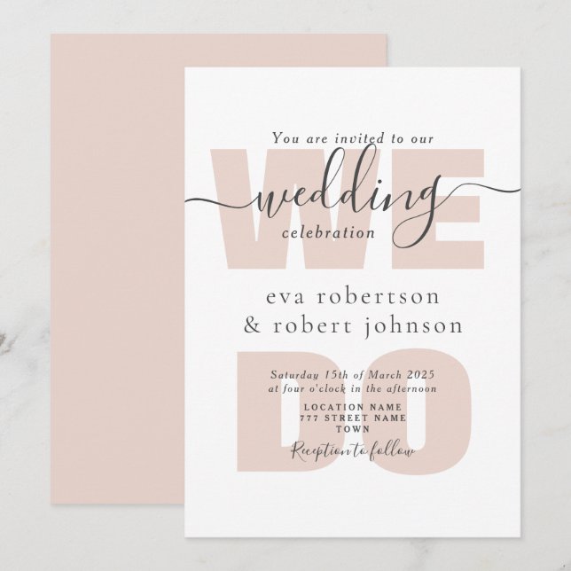 Blush Pink WE DO Wedding Invitation (Front/Back)