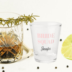 Blush Pink Wedding Bride Squad Personalized Shot Glass
