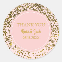 Blush Pink Wedding Faux Gold Glitter Confetti Dots
