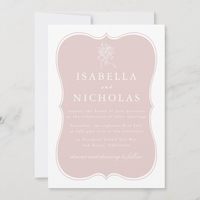 Blush Pink Wedding Invitation (Front)