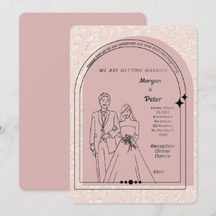 Blush Pink Wedding Invitation   Editable Modern Ar