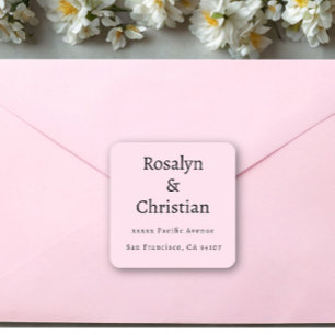 Blush Pink Wedding Return Address Square Sticker