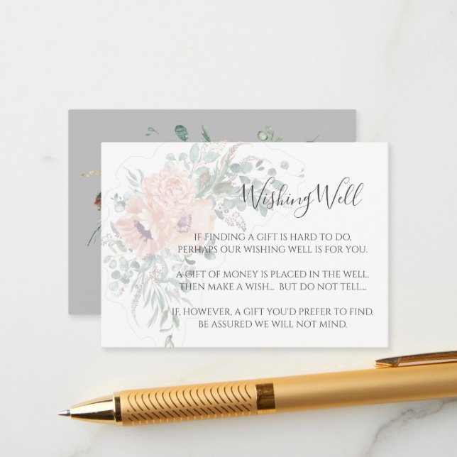 Blush Pink Wedding Wishing Well Enclosure Card (Front/Back In Situ)