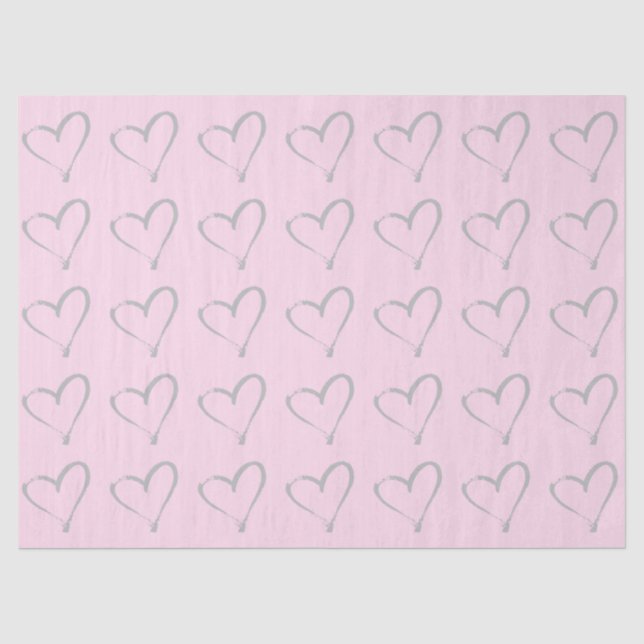 Blush Pink Whimsical Hearts Tissue Paper (Front)
