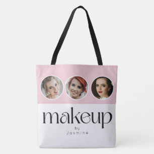 Blush Pink White 3 Photo MUA Makeup Artist Tote Bag