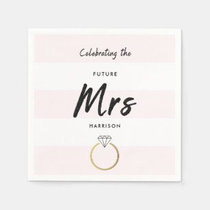 Blush Pink White 3 Stripe Future Mrs Bridal Shower Napkin