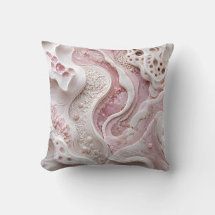 Blush Pink White Abstract Soft Feminine Art Gift Throw Pillow